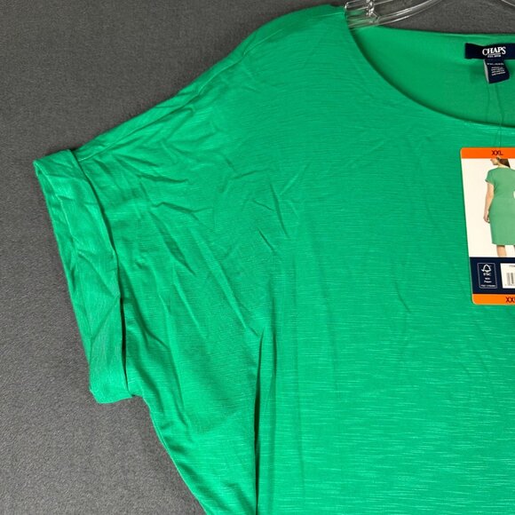 Chaps Womens XXL Green Crew Neck Knit Dress Short Sleeve Faux Wrap Dress NWT - Picture 5 of 14